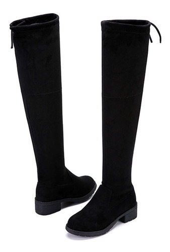 Botas De Piel De Talla Grande Para Mujer, Tacón Bajo, Tubo A