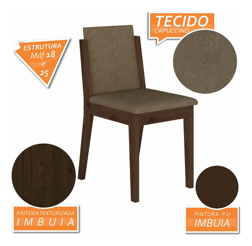 Mesa Com 4 Cadeiras Sala De Jantar Samoa Imbu/cap - M A Cor Imbuia/capuccino 02