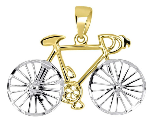 Jewelry America Colgante De Bicicleta De Dos Tonos De Oro Am