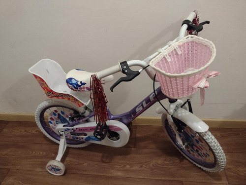 Bicicleta Slp Dolphin Niñas R16 Con Rueditas Violeta 16 "