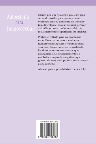 Autoestima para homossexuais: Um guia para o amor-próprio, de Hardin, Kimeron N.. Editorial Edições GLS, capa mole em português, 2000