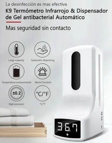 Imagen 4 de 5 de Termómetro Infrarrojo Digital Y Dispensador De Alcohol Gel