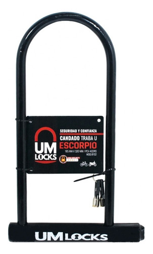 Traba Tipo U Um Locks 8103 Escorpio 185mm X 320mm Moto Bici