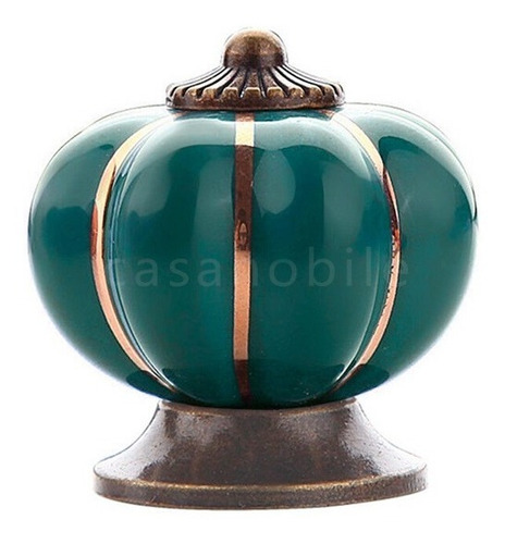 12 X Puxador Gaveta Porcelana Abóbora Cerâmica Armário Retro Cor C1021 - Verde Escuro