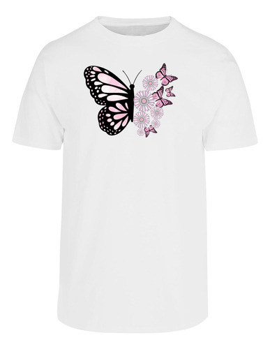 Playera Manga Corta Diseño Mariposas Y Flores - Primavera