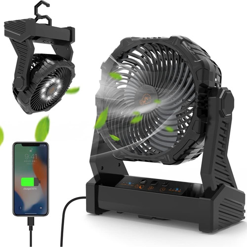 Ventilador Portátil Recargable Con Luz, Ventilador De Tienda