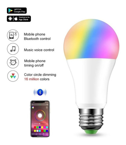 Bombillo Inteligente E27 Bluetooth Led Rgb Android Ios