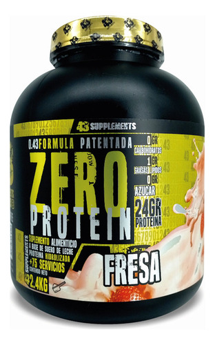 Proteína Hidrolizada Zero Carbohidratos 43 Supplements 2.4kg Sabor Fresa