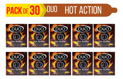 Condones Preservativos Duo Hot Action X 30 Unidades
