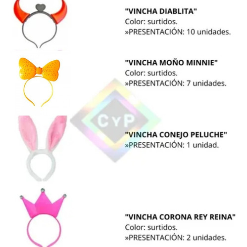 Imagen 2 de 9 de Combo Vinchas Surtidas X 20 Unidades Led Luminosas Vincha