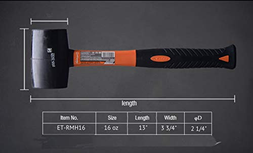 Martillo De Goma Edward Tools De 16 Onzas, Duradero Y Ecológ