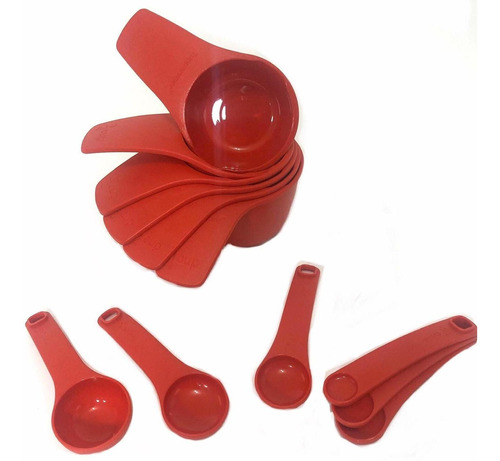 Set Medidor Mates Tazas Y Cucharas Chili Rojo