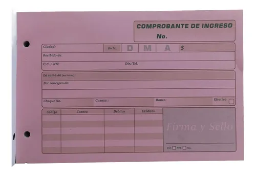 Comprobante Ingreso (orig. Y 2 Copias) Paq. X 10 Talonarios