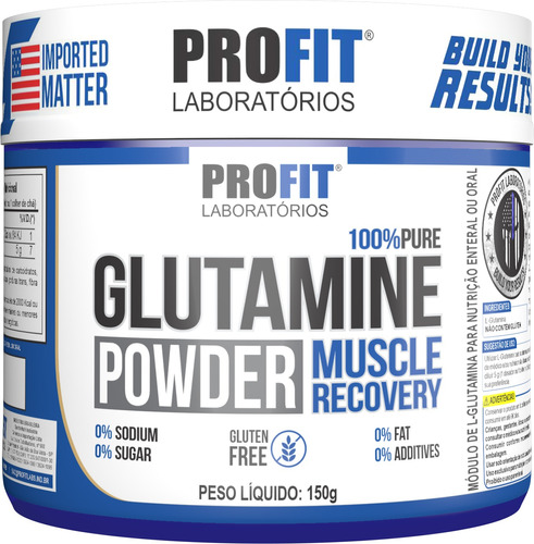 Glutamina Em Pó (aminoácidos) 100% Pura - 150g - Profit Labs