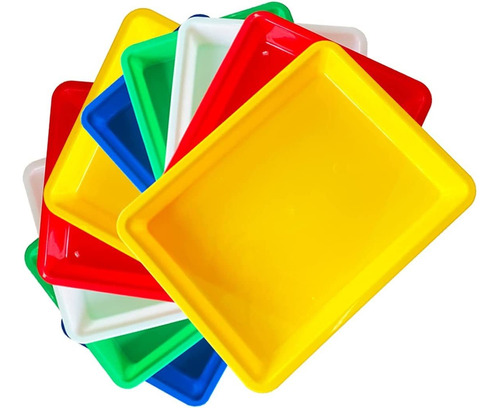 10 Bandejas De Plástico Multicolor Arte  Bandeja De Pl..