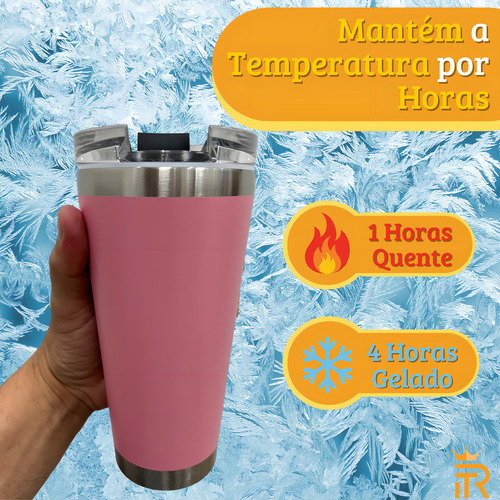 Copo Térmico C/ Tampa Vedação Completa 600 Ml Presente Gift Cor Vermelho Liso