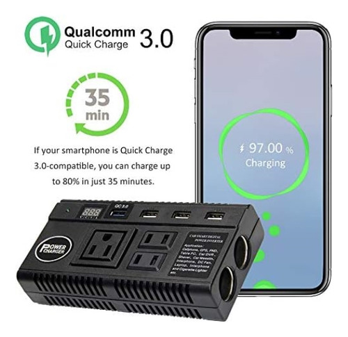 Inversor De Corriente Para Automóvil 120w Dc 12v 24v A Ac 11