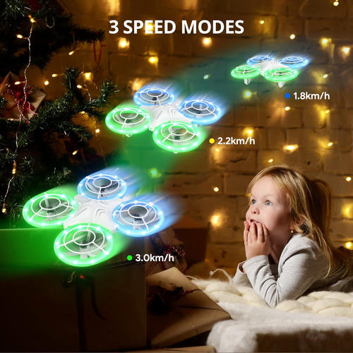 Tomzon A34 Drone Para Niños Con Luces Led Verdes Y Azules...