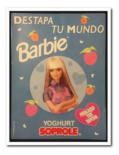 Coleccionador Destapa Tu Mundo Barbie, Nuevo, Soprole 1999