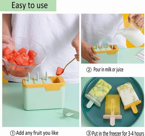 4 Piezas Reutilizables De Molde Casero Para Paletas Heladas