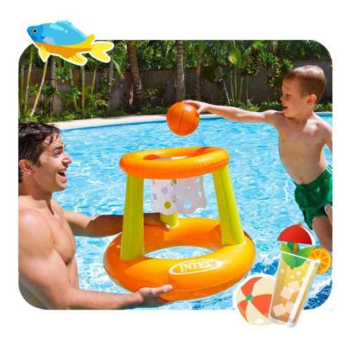 Juego Inflable Aro Basquet Mediano P/pileta 67x55 Cm Intex