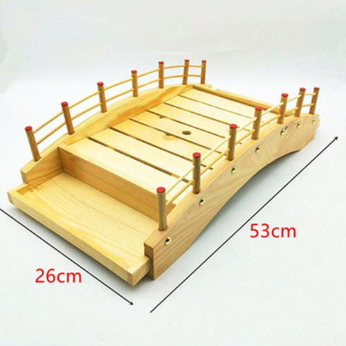 Plato De Alimentos De Puente De Sushi De Madera Recipiente L