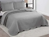 Comprar Kit Cobre Leito Veneza Casal Padrão Cama Box Cores Cor Cinza Colcha Cobre Leito Lisa