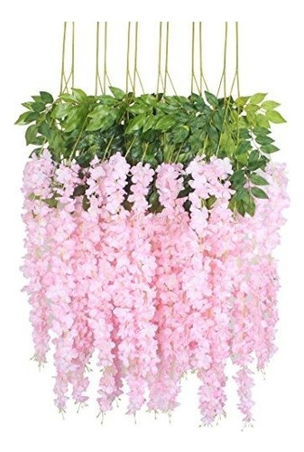 12 Piezas De Seda Artificial Wisteria Vine 3 6 Pies Rat...