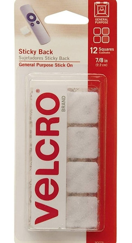 12 Pack Cinta Adherible Velcro Cuadros Sujetadores Blanco