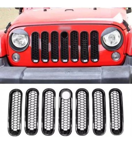 Inserto Parrilla Jeep Jk Wrangler Sahara Rubicon 07-15  7 Pz