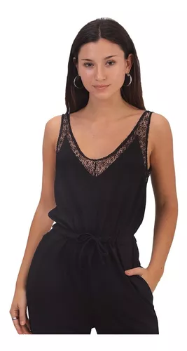 Enterito Mono Largo Mujer Fiesta Negro Encaje Palazzo - $ 44.051