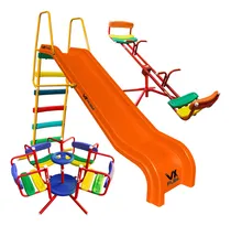 Comprar . Combo Tobogan 5 Escalones Pvc + Calesita + Sube Y Baja Color Tobogan Naranja - Calesita Rojo