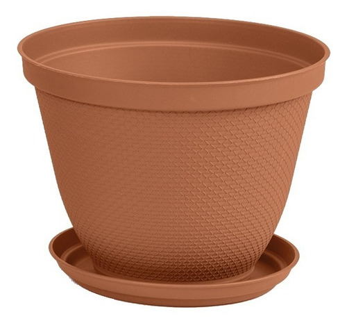 Matera Redonda Rafia Rimax 25 Cm Con Plato Terracota