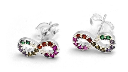 Aros Infinito Multicolor Con Micropave Acero Blanco 