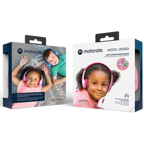 Fone De Ouvido Motorola Moto Jr 200 Kids, Anti Ruido - Rosa