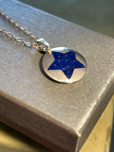 Colgante Estrella Plata Ley 950 Y Lapis Lazuli W39