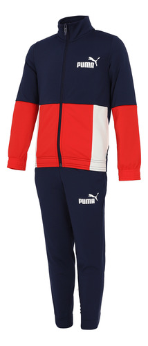 Conjunto Deportivo Puma Casual Colorblock Poly Suit Niño Azu