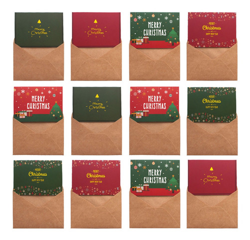 Imagem 1 de 8 de 12 Pcs Cartões Retrô Natal Impresso Feliz Christma