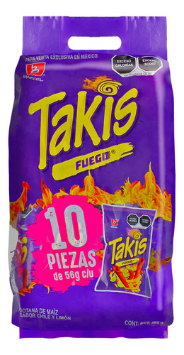 Barcel Takis Fuego 10pz 560g Frituras De Maíz