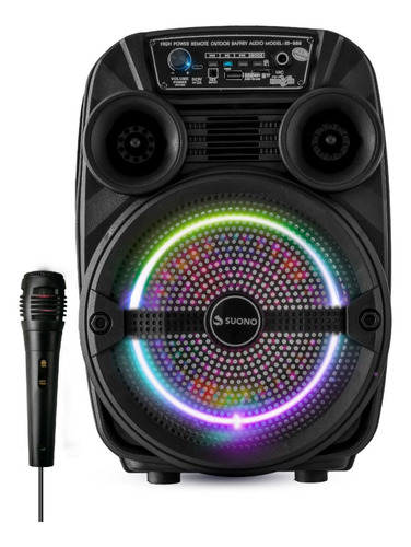 Parlante Portatil Recargable Bluetooth Usb Radio Fm Karaoke Color Negro