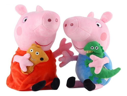 Pelúcia Peppa E George 18 Cm Os Dois Personagens