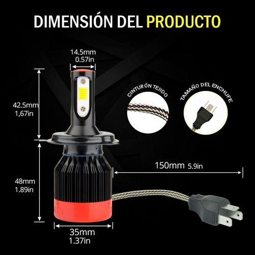 Focos Led Base 9007 De 9000lm K2 Naoled