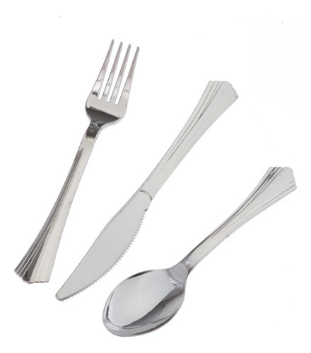 8 De 6 Cubiertos Para , Tenedores De Plástico Plata