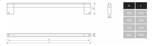 Mango largo cromado satinado de 256 mm - Archi