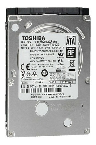 Disco Duro Interno Toshiba Mq01acf Series Mq01acf050 500gb