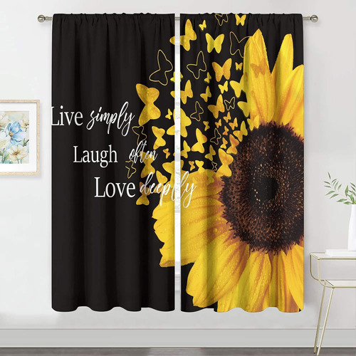 Meshelly Cortina Girasol Negro Amarillo 42  Ancho X 63  Alto