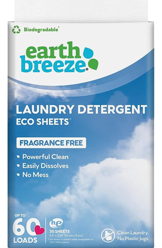 Earth Breeze Laundry Detergent Sheets - Sin Fragancia - Sin 