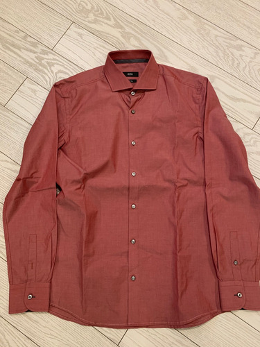 Camisa Hugo Boss 15 3/4 Slim Fit Ajustada Rojo Diseño Gris