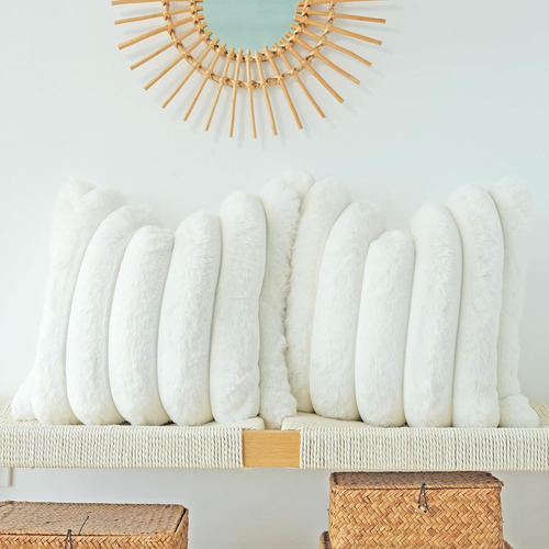 Conjunto De 2 Fundas De Cojín Decorativas De Pelo Sintético