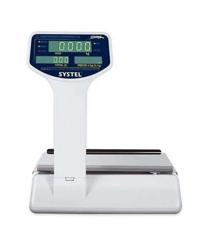 Balanza comercial digital Systel Croma con batería 31kg con mástil 100V/240V blanco 367 mm x 217 mm